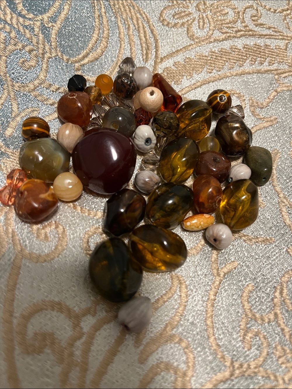 Craft bead lot mixed amber and other beads 45 + beads